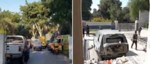 على اليمين استهداف منزل الكاظمي واليسار منزل نتنياهو