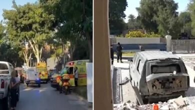 على اليمين استهداف منزل الكاظمي واليسار منزل نتنياهو